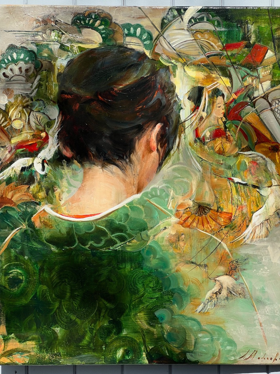 HST   POST IMPRESSIONNISTE   JAPONISANT DE GEISHA   SIGNÉ MASHAJEVA-photo-2