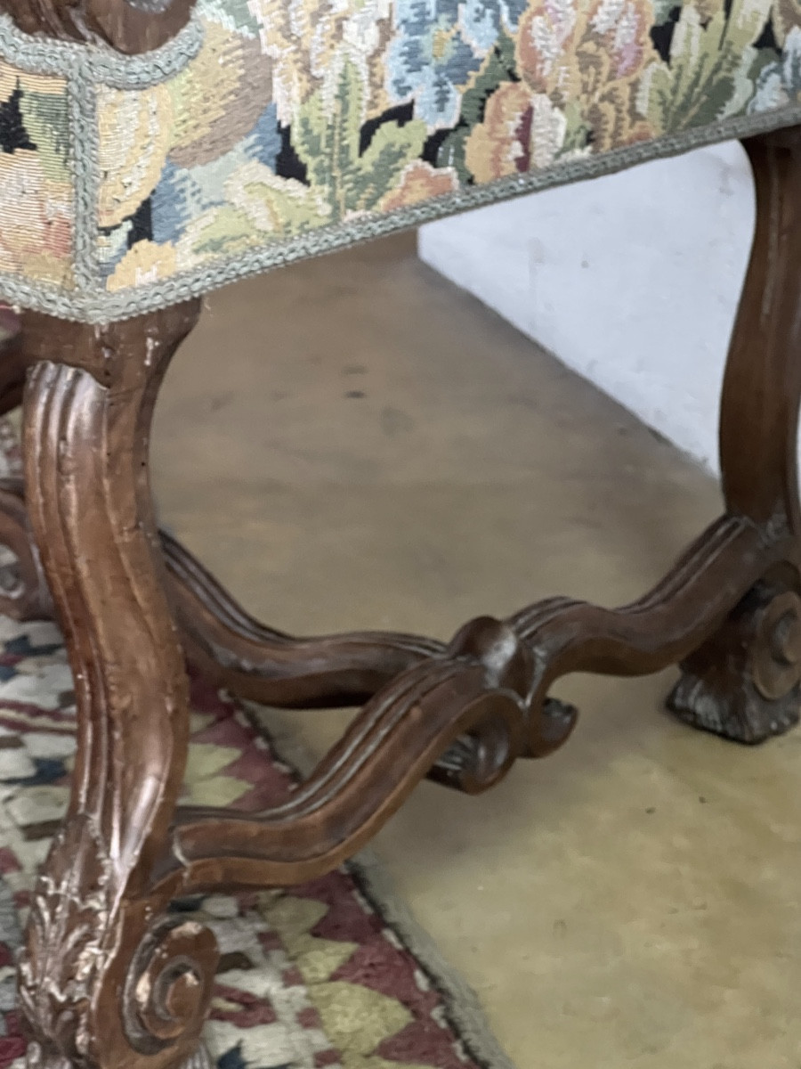 Walnut Chair Louis XIV XVIIth Century With Lion Head Sculptures-photo-4