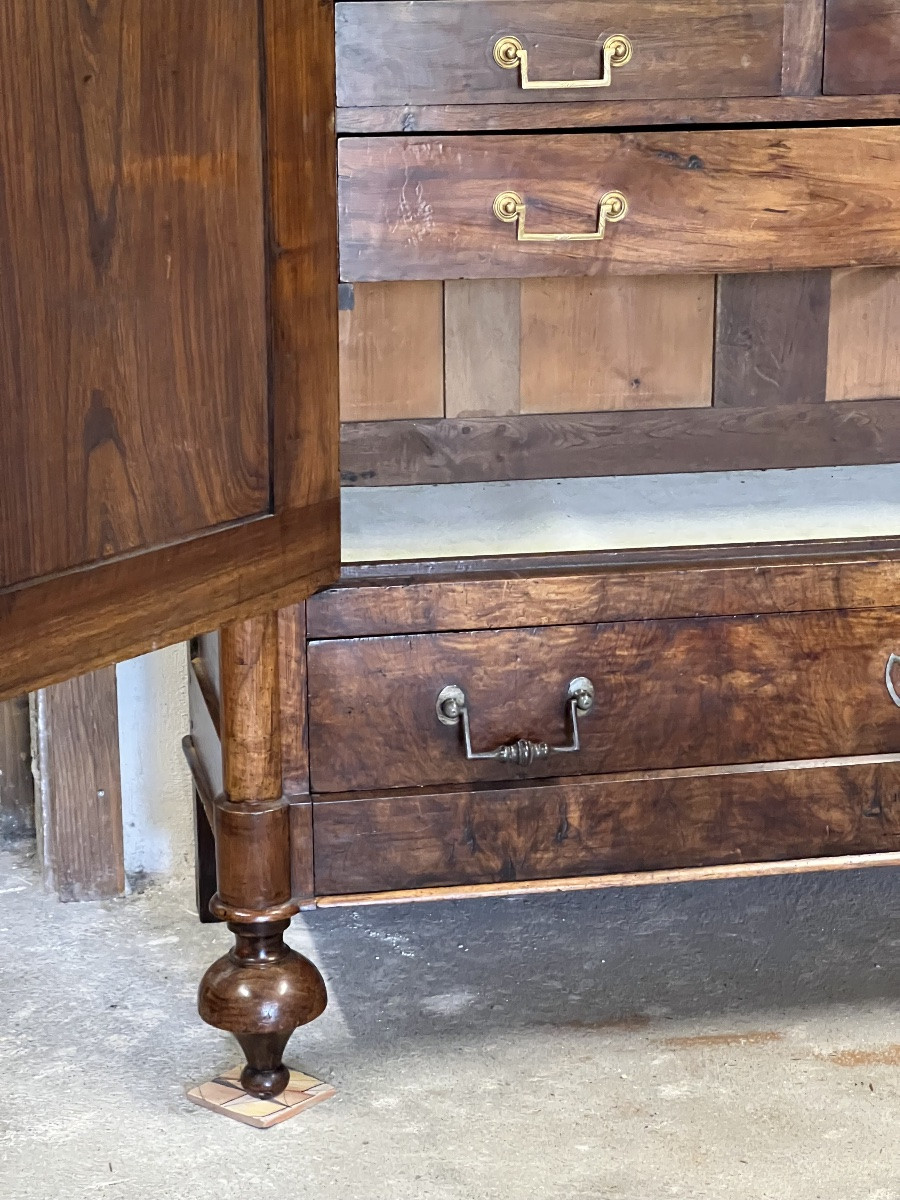 ARMOIRE  PANTALONNIÈRE  EN NOYER ET RONCE DE NOYER  EPOQUE  DIRECTOIRE XVIII ème -photo-8