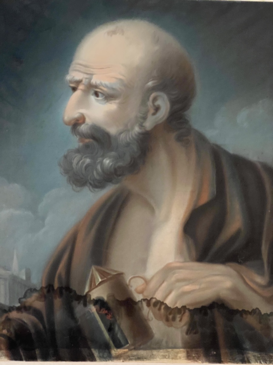Diogenous Of Sinope Seeking Truth Pastel On Parchment Paper 18th Century-photo-2