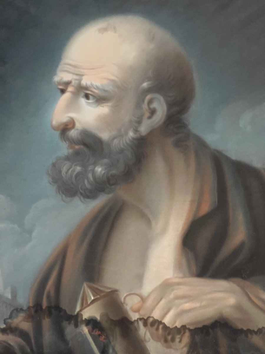 Diogenous Of Sinope Seeking Truth Pastel On Parchment Paper 18th Century