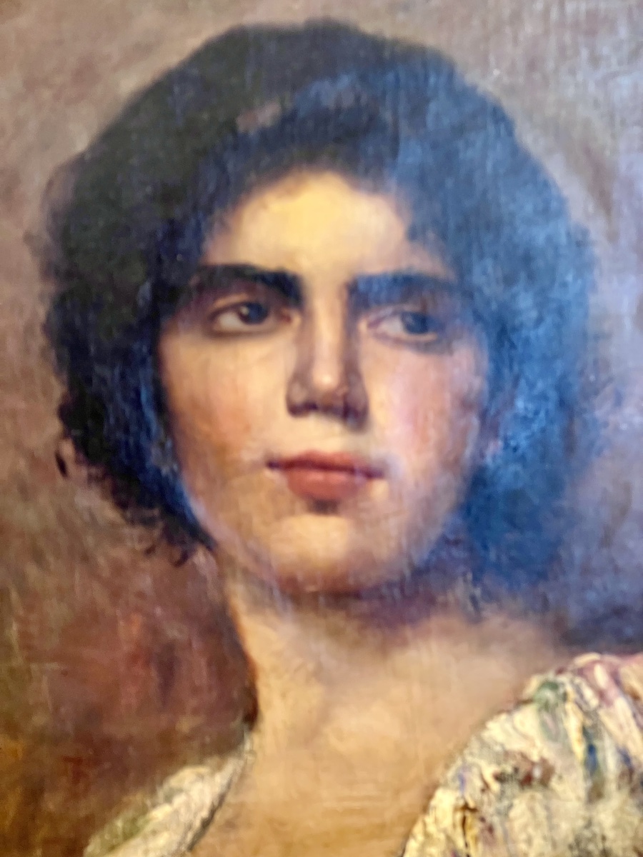PORTRAIT  D'UNE  JEUNE  FEMME   XIX ème    SIGNÉ   J.N  DIAZ-photo-2