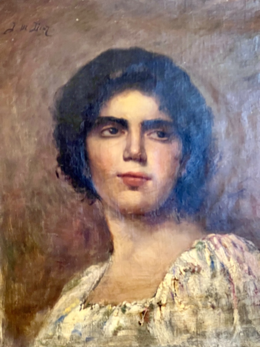 PORTRAIT  D'UNE  JEUNE  FEMME   XIX ème    SIGNÉ   J.N  DIAZ-photo-7