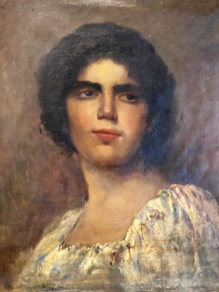 PORTRAIT  D'UNE  JEUNE  FEMME   XIX ème    SIGNÉ   J.N  DIAZ