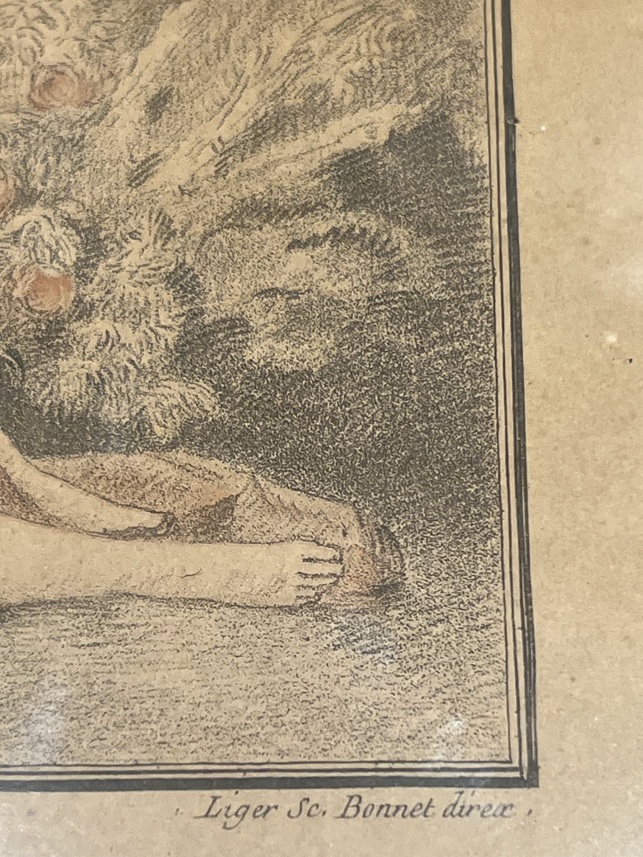 Colored Estampe Le Printems Epoque XVIII ème Par Jean-baptiste Huet 1745 -1811-photo-5
