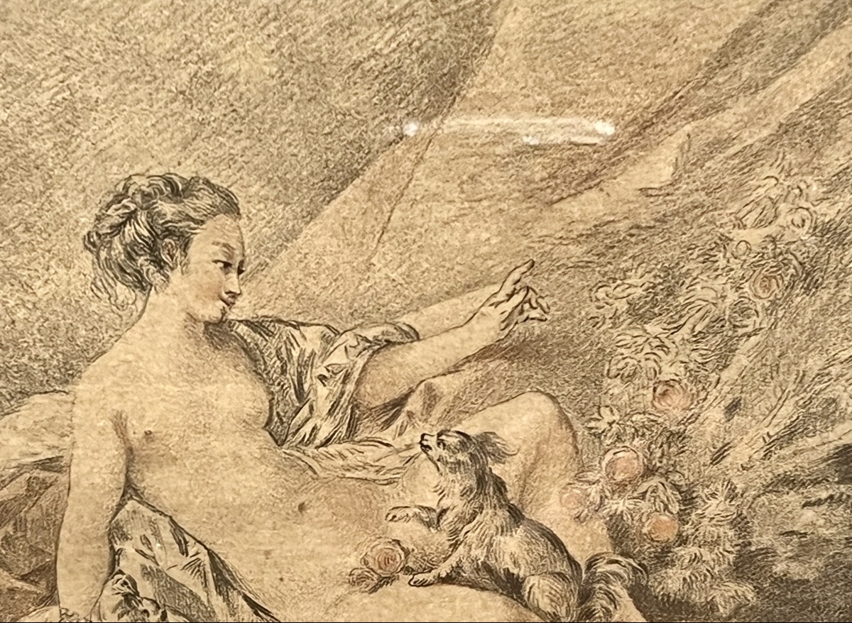 ESTAMPE  COLORIÉE   LE PRINTEMS      EPOQUE  XVIII ème   PAR JEAN-BAPTISTE   HUET 1745 -1811-photo-4