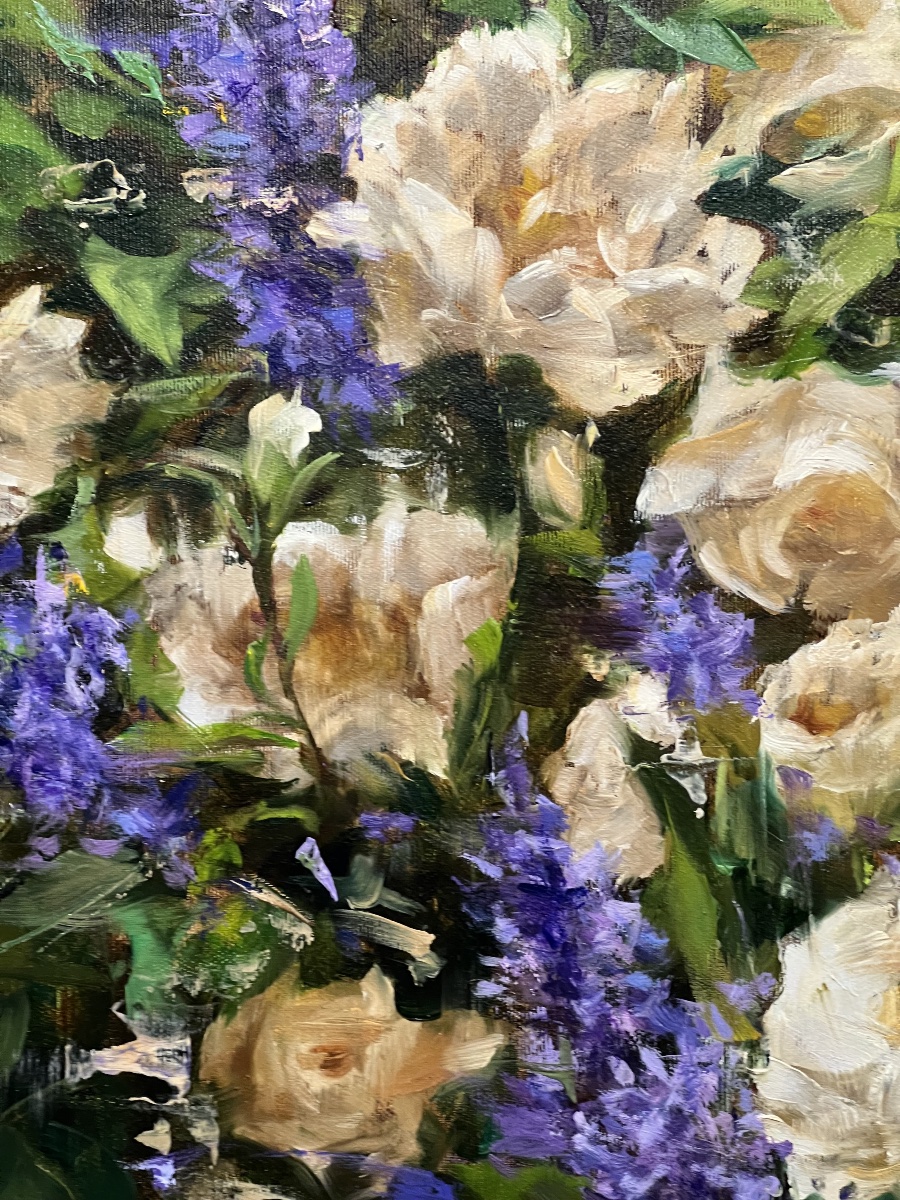 TABLEAU  HST  DE FLEURS  PRINTANIÈRES  DE STYLE IMPRESSIONNISTE  XX è  signé  MASHAJEVA   -photo-3