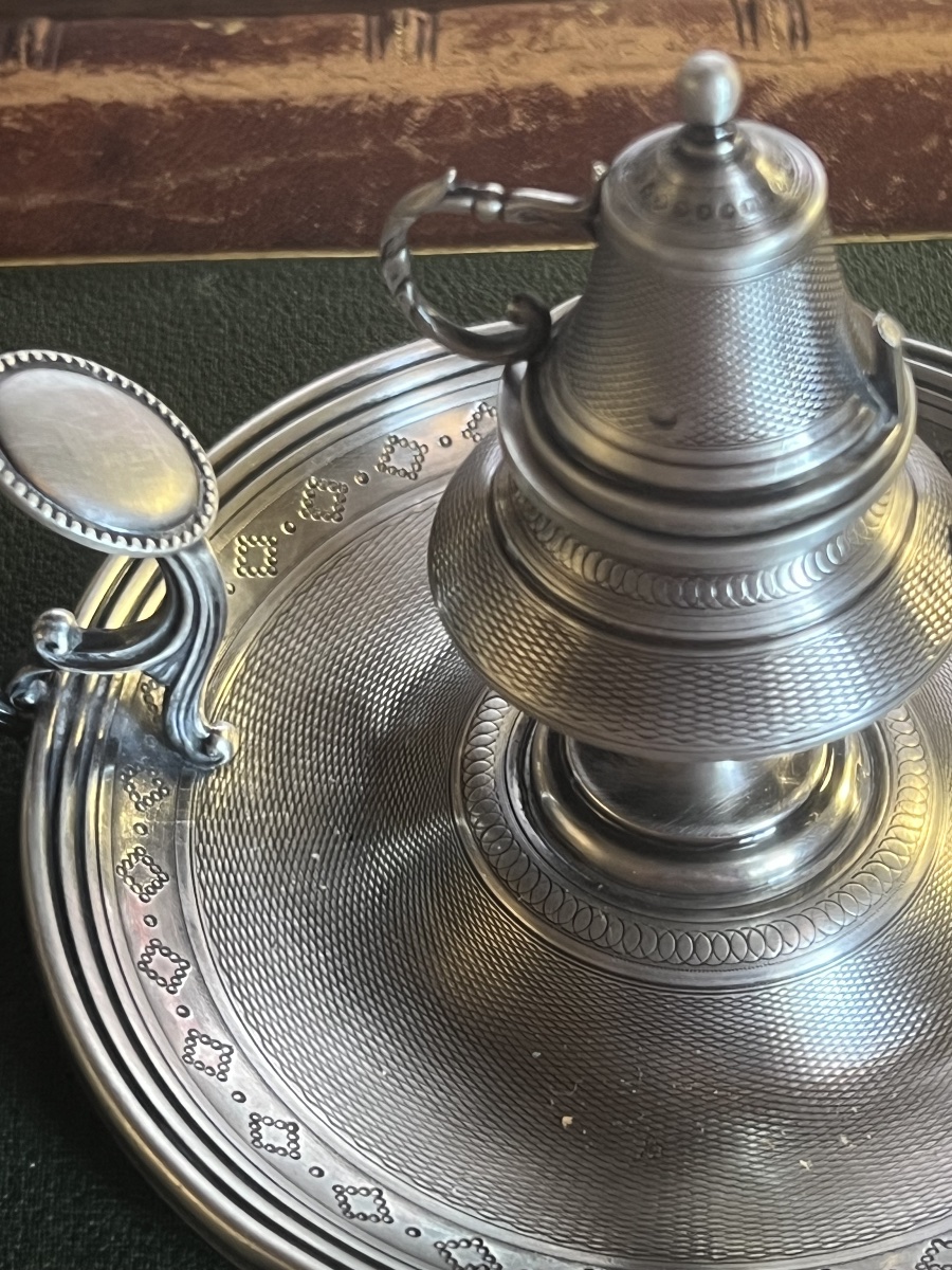 19th-century Solid Silver Hand Candleholder With Extinguisher, Bearing A Hallmark -photo-6