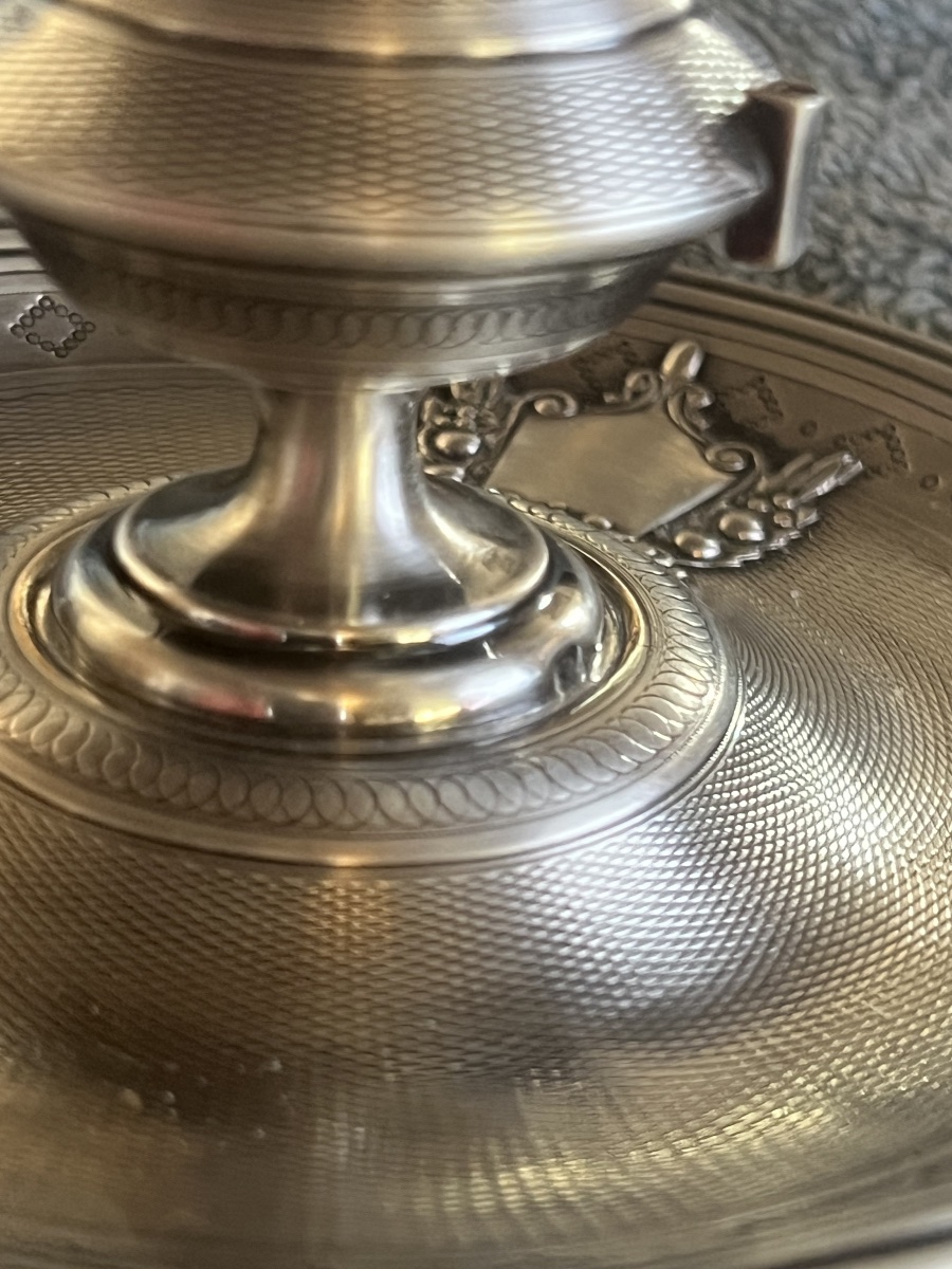 19th-century Solid Silver Hand Candleholder With Extinguisher, Bearing A Hallmark -photo-8