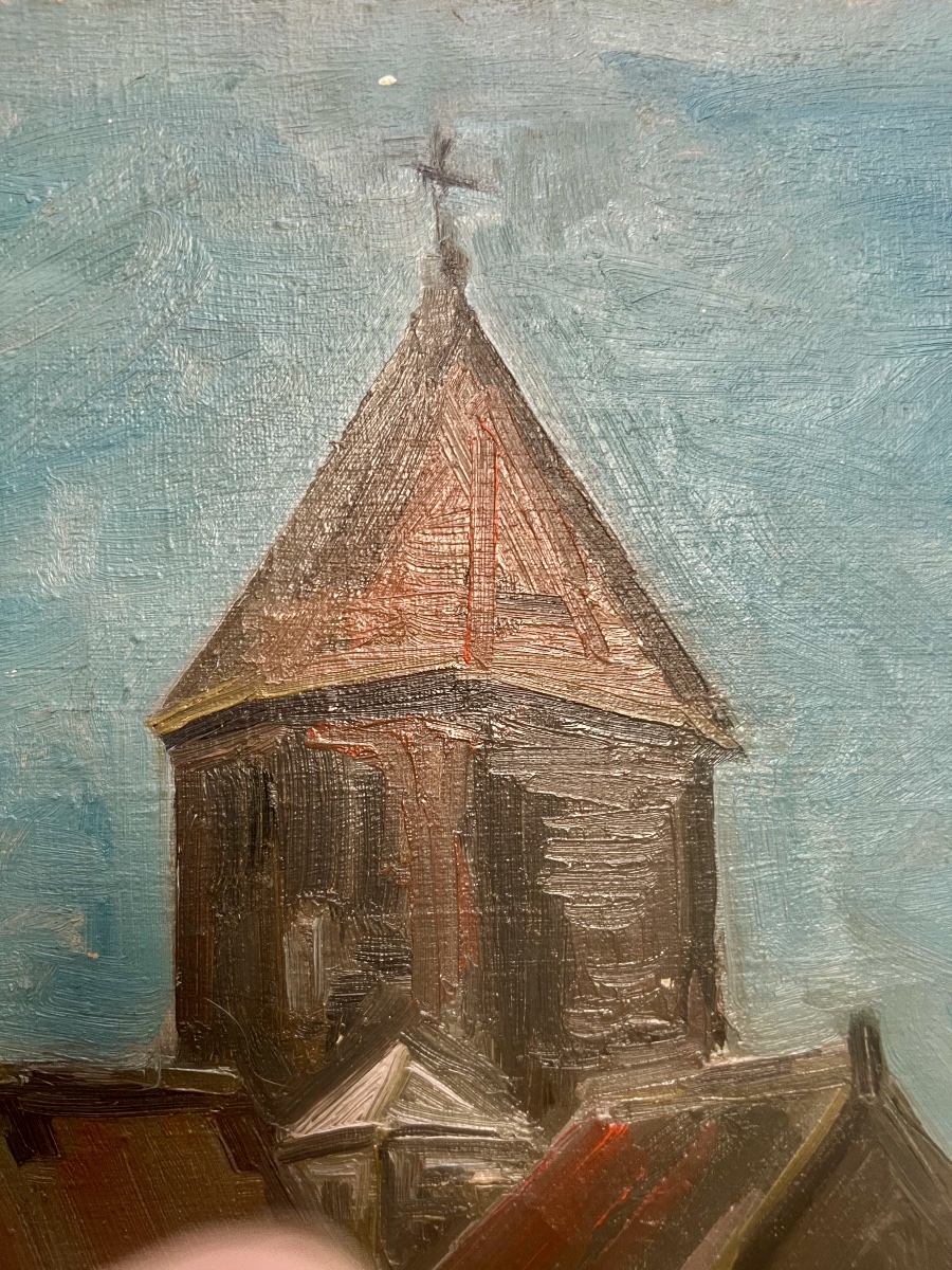  Impressionist Painting Of A Church In Armenia, 1988, During The Soviet Era, Signed -photo-3