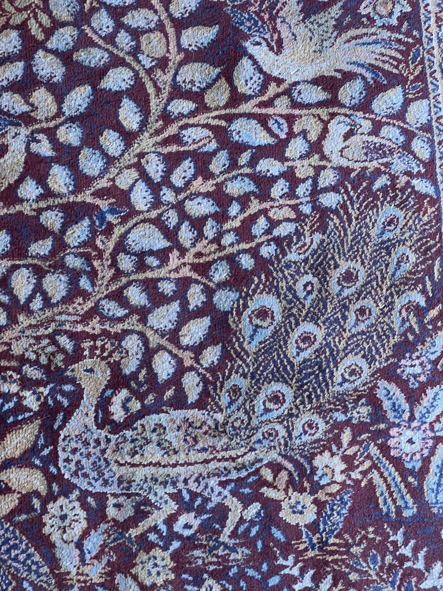 TAPIS PERSAN ANCIEN  À MOTIF  D'UN ARBRE DE VIE  ENTOURÉ D'OISEAUX  DANS UN CHAMP A DEUX BORURE-photo-4