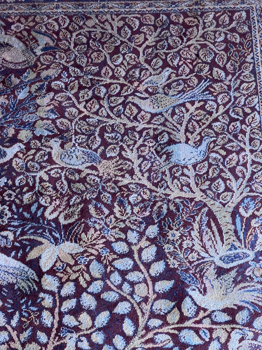 TAPIS PERSAN ANCIEN  À MOTIF  D'UN ARBRE DE VIE  ENTOURÉ D'OISEAUX  DANS UN CHAMP A DEUX BORURE-photo-3