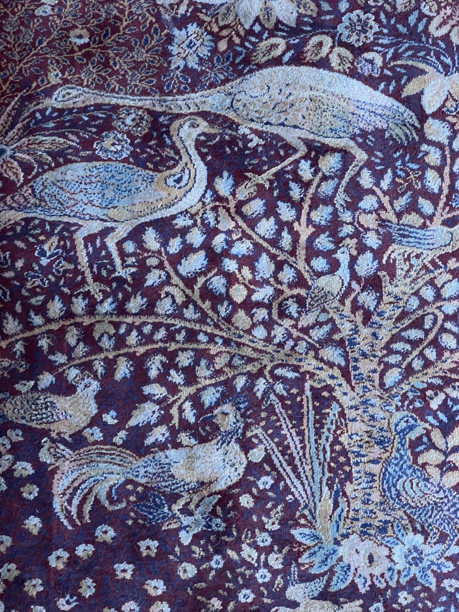 TAPIS PERSAN ANCIEN  À MOTIF  D'UN ARBRE DE VIE  ENTOURÉ D'OISEAUX  DANS UN CHAMP A DEUX BORURE-photo-5