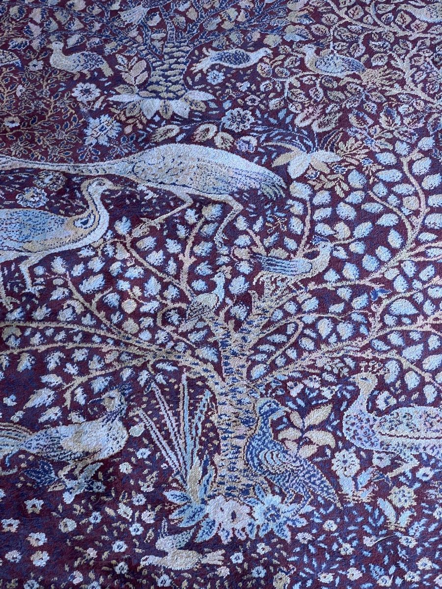 TAPIS PERSAN ANCIEN  À MOTIF  D'UN ARBRE DE VIE  ENTOURÉ D'OISEAUX  DANS UN CHAMP A DEUX BORURE-photo-6
