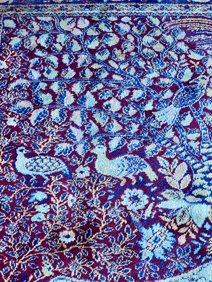 TAPIS PERSAN ANCIEN  À MOTIF  D'UN ARBRE DE VIE  ENTOURÉ D'OISEAUX  DANS UN CHAMP A DEUX BORURE-photo-7