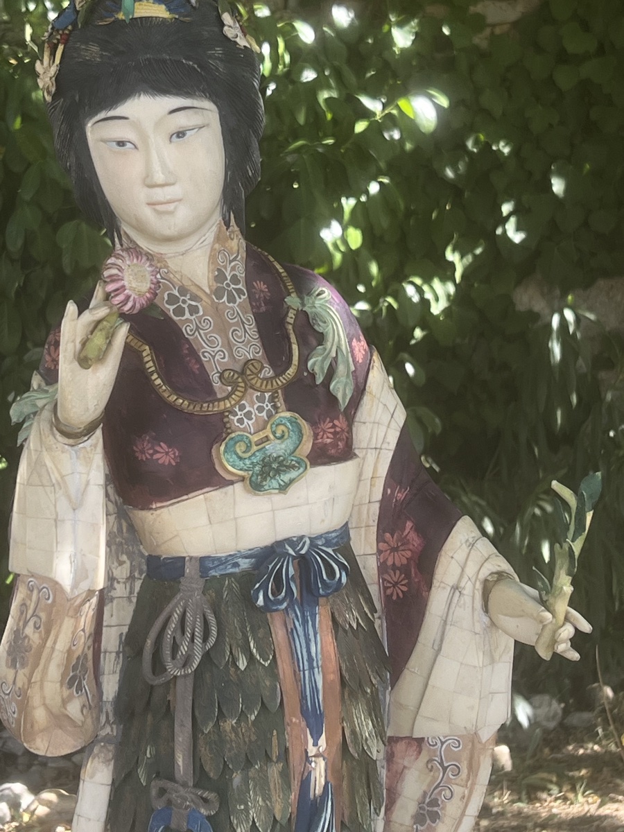  Large 19th-century Chinese Sculpture In Ivory And Polychrome Bone-photo-6