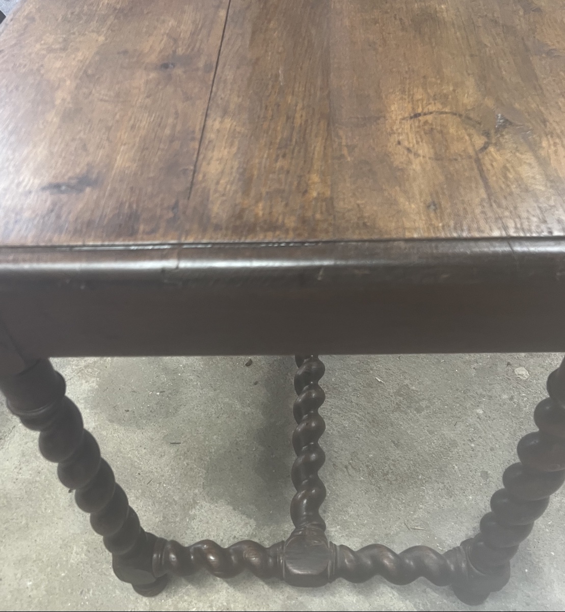 Side Table In Solid Oak   Legs   17th Century   Top   19th Century -photo-2