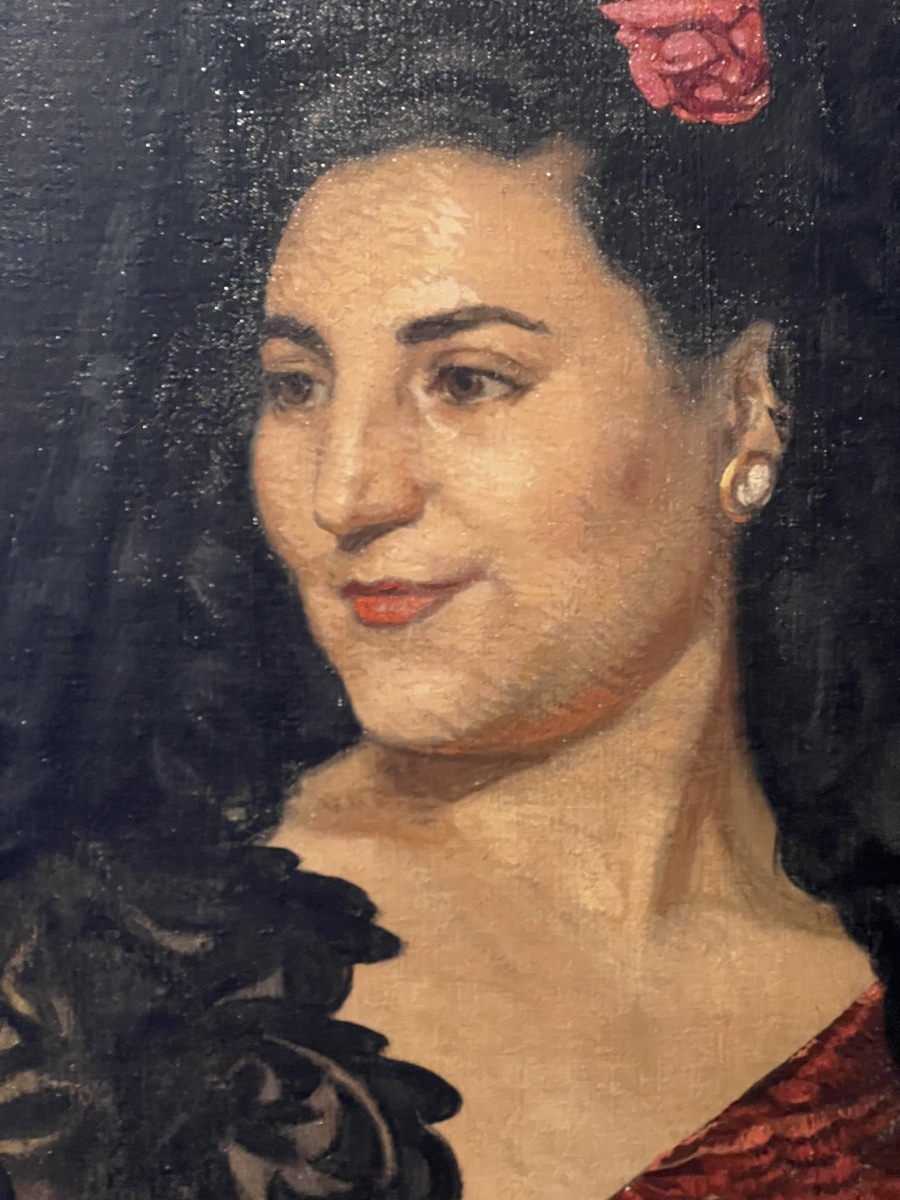  GRAND  PORTRAIT   DE  FEMME  ESPAGNOLE  ÉXÉCUTÉ  À CHAVILLE  1913  PAR  EMILE  MARIE BEAUME  -photo-3