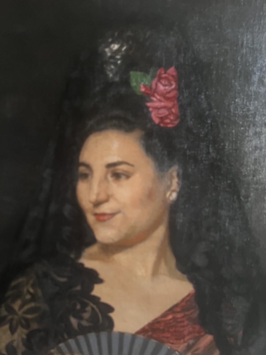  GRAND  PORTRAIT   DE  FEMME  ESPAGNOLE  ÉXÉCUTÉ  À CHAVILLE  1913  PAR  EMILE  MARIE BEAUME  -photo-2