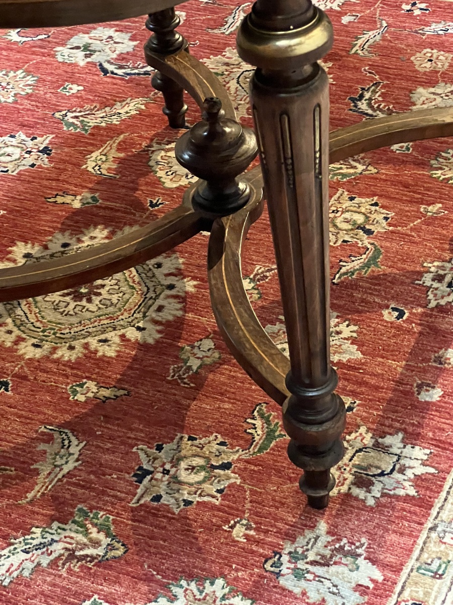 Mahogany And Veneer  Table With Inlay And One Drawer    Late 19th Century-photo-3