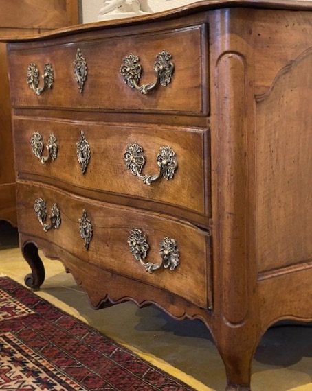 Commode In Walnut Regence Transition Louis XV With Three Drawers In Front-photo-2