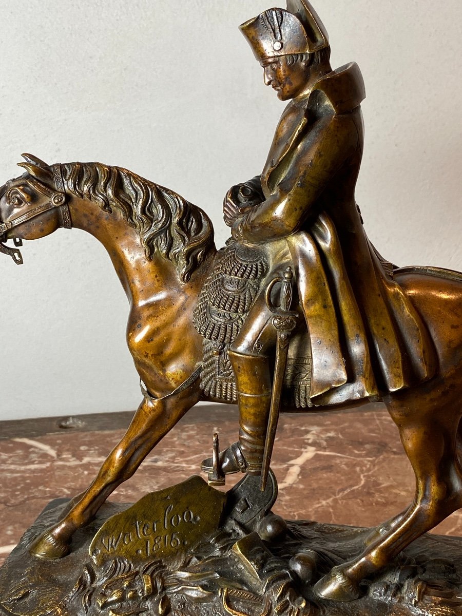 Waterloo   Bronze   Equestre   De   Napoleon   Pour La 1ère  Fois    l'Aigle  Baissait La TÊte-photo-1
