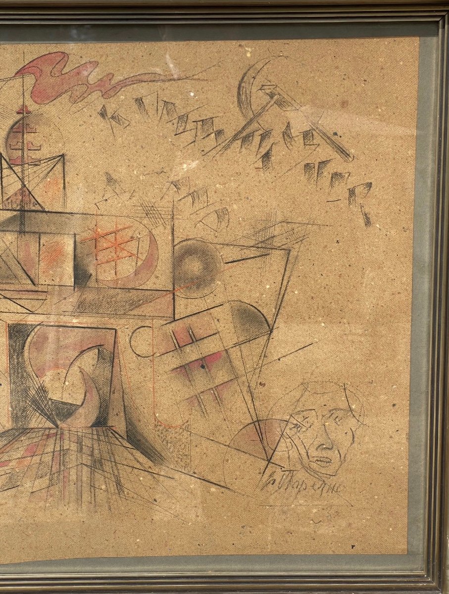 Dessin  Avant -garde en    Russie      Crayon Sur Papier  Sur Carton  1920-photo-2