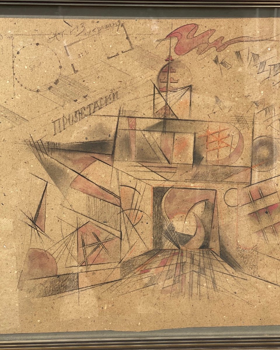 Dessin  Avant -garde en    Russie      Crayon Sur Papier  Sur Carton  1920-photo-3