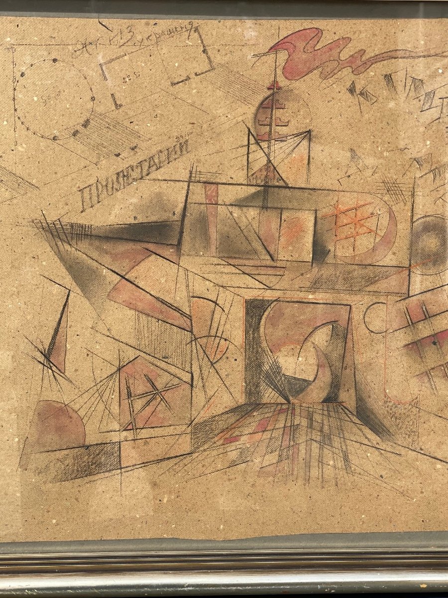 Dessin  Avant -garde en    Russie      Crayon Sur Papier  Sur Carton  1920-photo-2