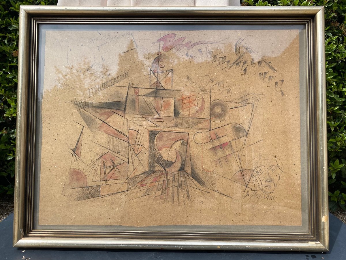 Dessin  Avant -garde en    Russie      Crayon Sur Papier  Sur Carton  1920-photo-3