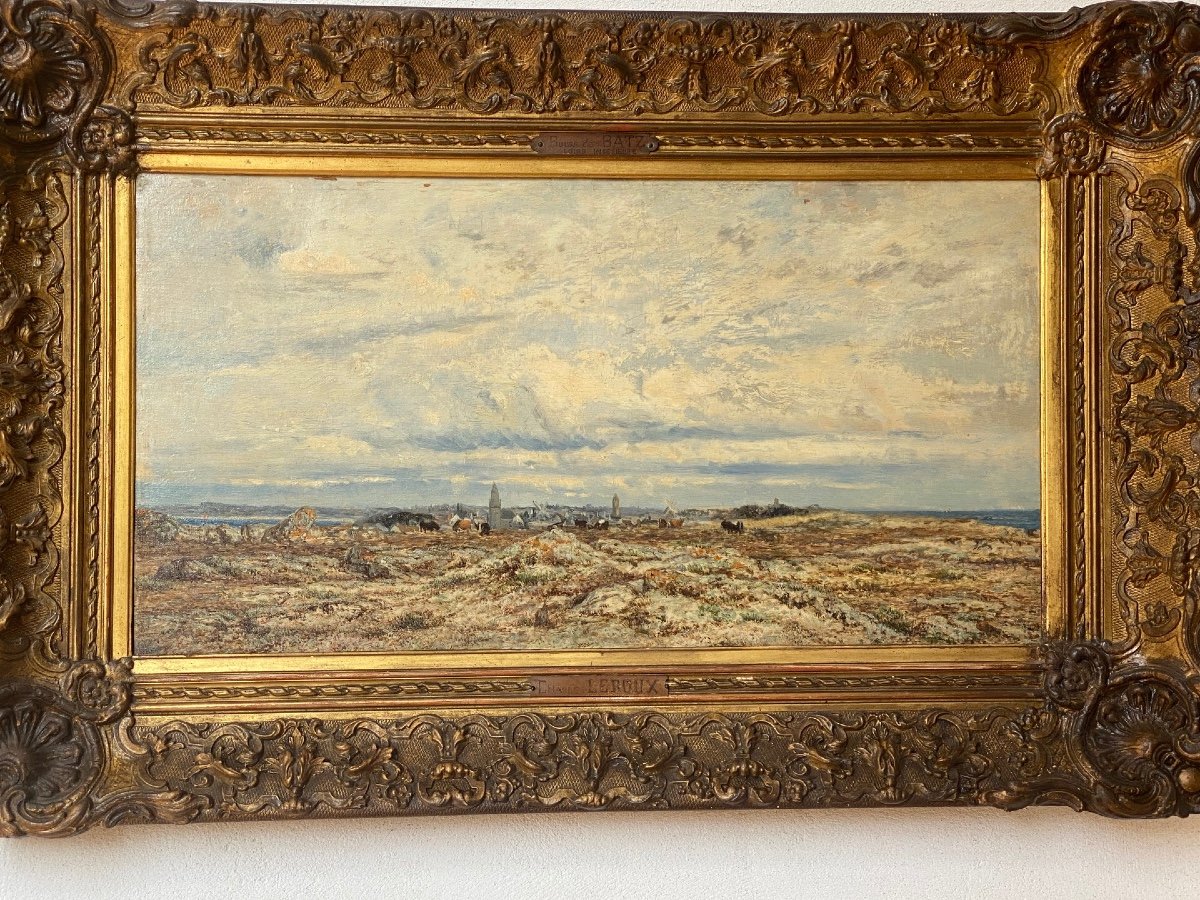 Hsp   Charles Le  Roux    1814-1895    Voiliers Sur l'Estuaire De La Loire  58.5 X 30.5