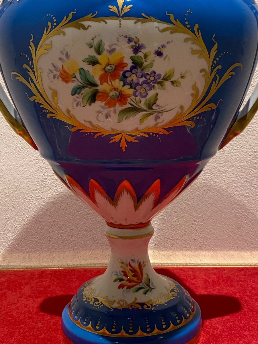 Vase En Porcelaine De Limoges Avec Motif Floral Peint Main  Signé  D.A     39 cm  19 eme-photo-4