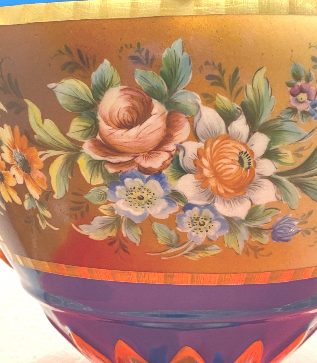 Vase En Porcelaine De Limoges Avec Motif Floral Peint Main  Signé  D.A     39 cm  19 eme-photo-5