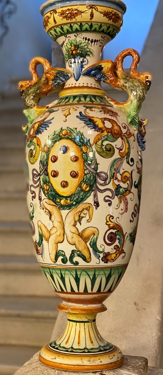 Grand Vase  Balustre  Italian De Style Renaissance   H 78 Cm-photo-1