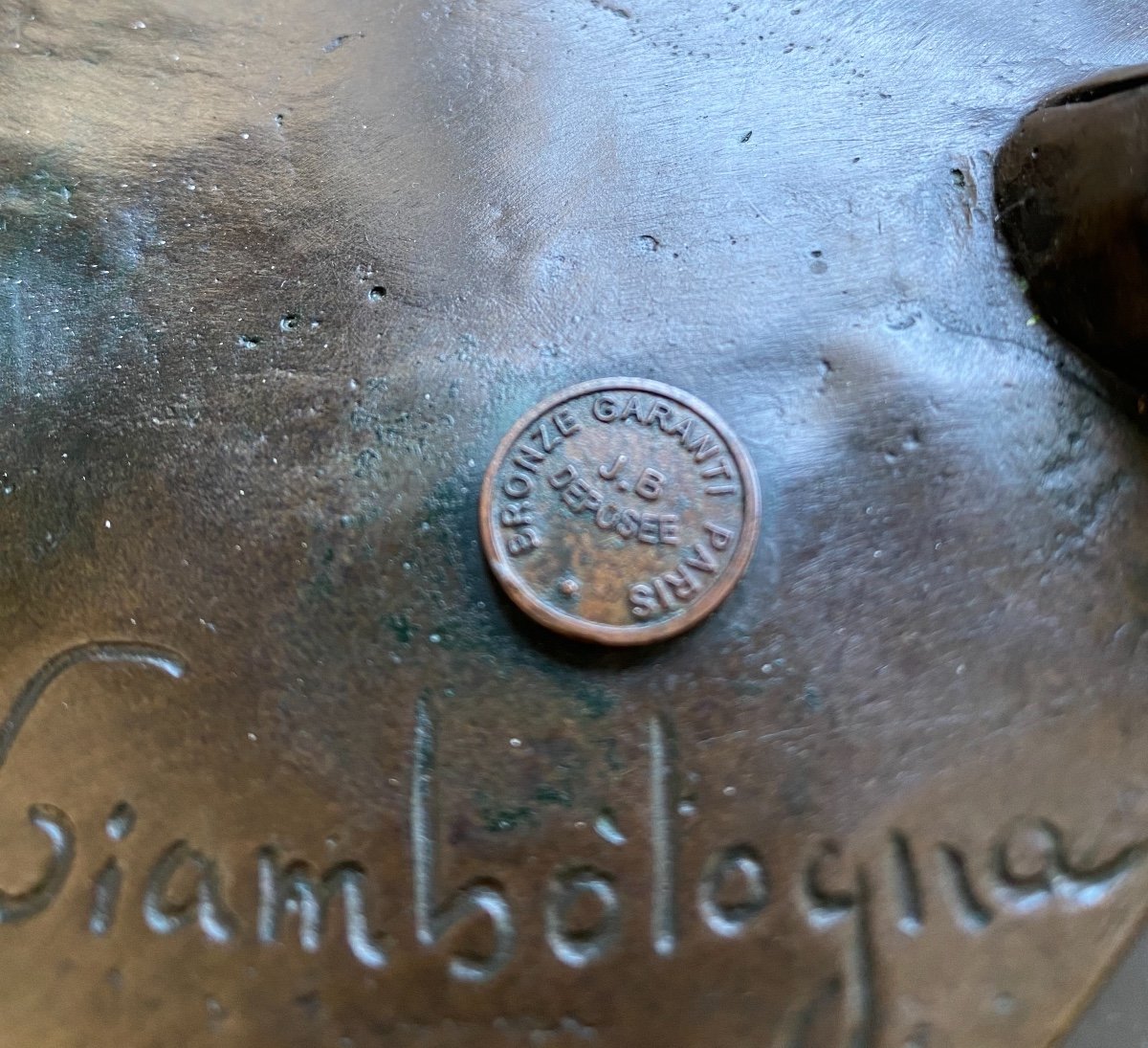 Bronze Sculpture Mordoré Bull Signed Giambologna Bronze Stamp From Paris Guaranteed-photo-3