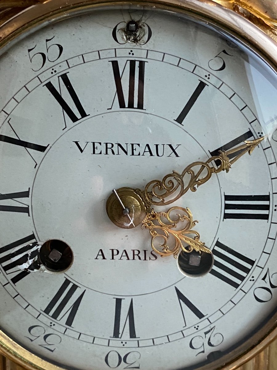 Pendule   Verneaux   À Paris  En   Bronze Doré     EPOQUIE   Louis  XVI  -photo-3
