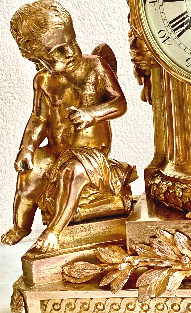 Verneaux A Paris Clock In Gilt Bronze With Putti Pattern Louis XVI Style-photo-1