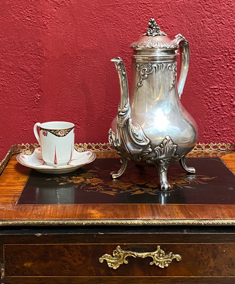 Cafetière  en Argent  Massif   poinçon  et    Orfevre  Charles  Harleux      1891-photo-1