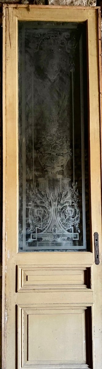 Porte Ancienne   Vitrée   hauteur  296 cm    Couverte  en grande  partie  d'un   DÉcor   Floral-photo-4