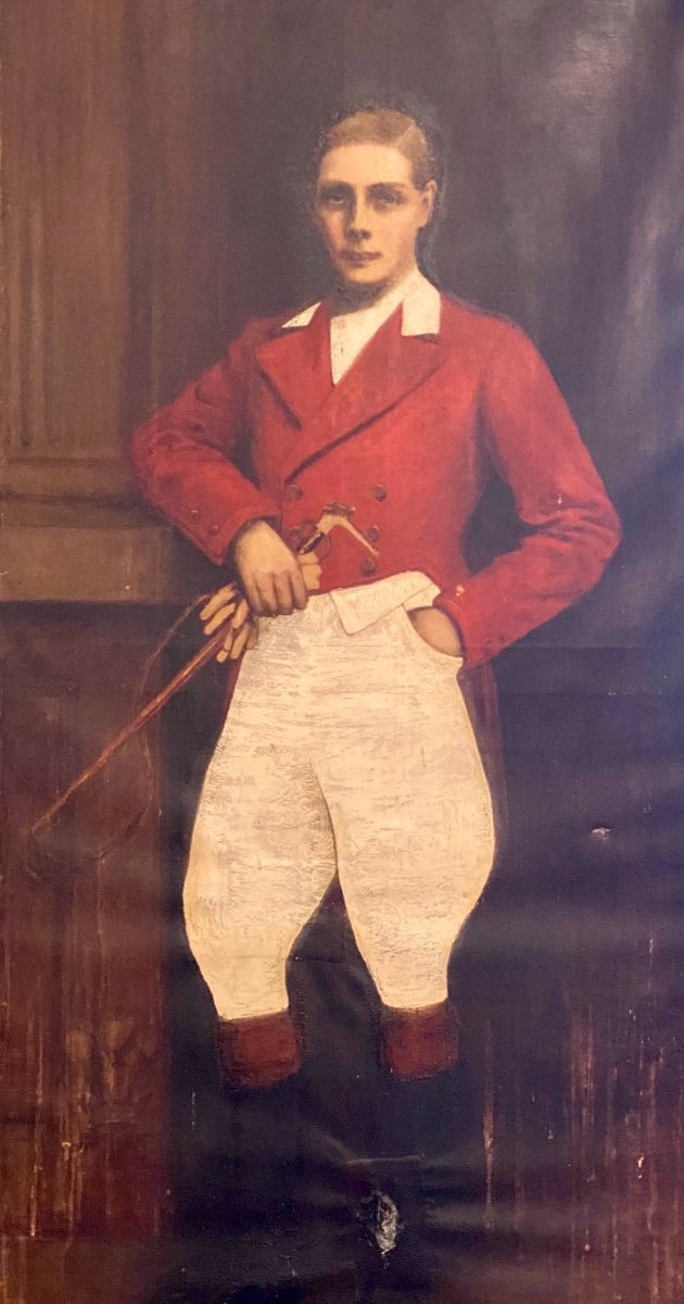 Portrait  Présumé Du Duc De  Windsor  Hst 100 X 195 Cm Posing In Equestrian Outfit