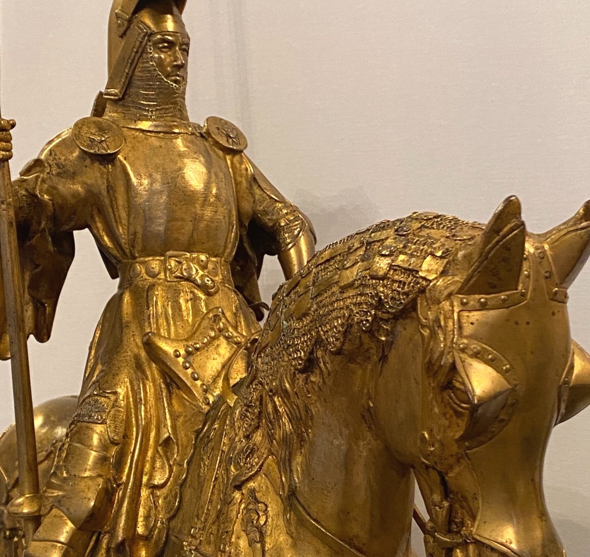Golden Equestrian Bronze Louis 1st Duke Of Orleans By E. Fremiet 1824 -1910