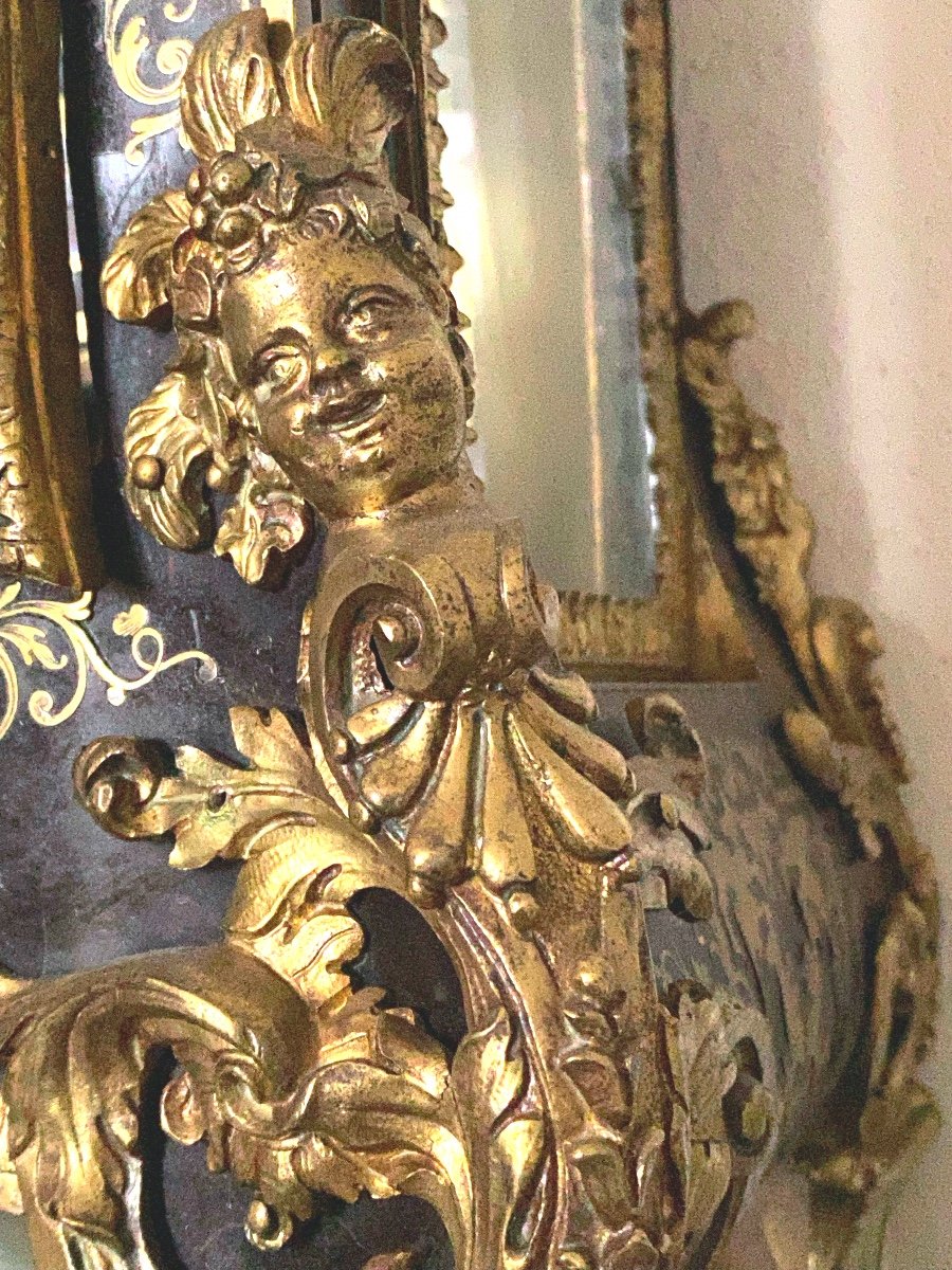 Cartel Boulle  On Its Supporting   Console Period Louis XIV       By   Delorme   In Paris-photo-3
