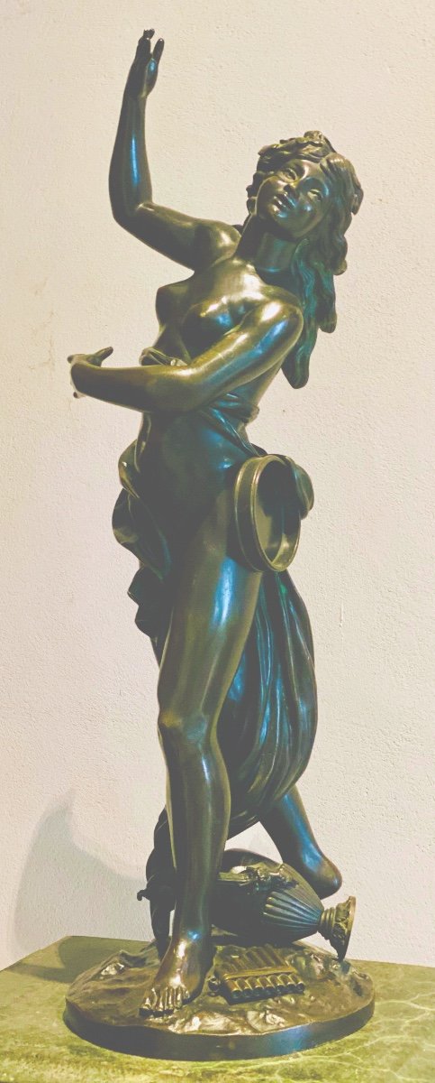 Bronze Ancien À Patine Brun MordorÉ   Allegorie De La Danse  H;  80  Cm   32 Inches-photo-6