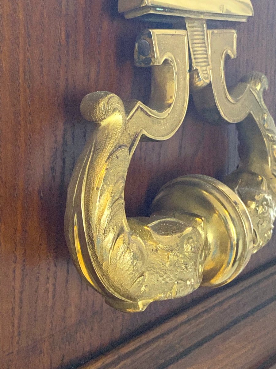 Heurtoir  de porte   de château      en  bronze doré  aux Dauphins       XIXéme   -photo-4