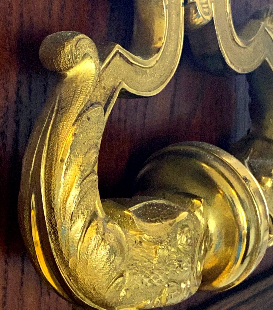 Heurtoir  de porte   de château      en  bronze doré  aux Dauphins       XIXéme   -photo-3