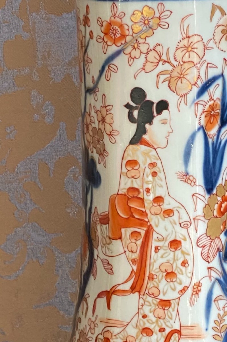 Paire Vases  Imari Japonais   Epoque   Napoléon III     Sur Base   En Bronze Doré Or Fin -photo-2