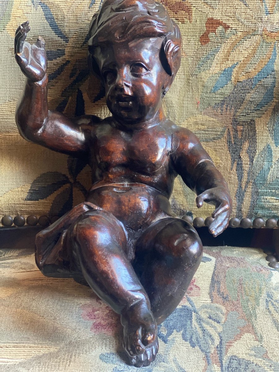 Sculpture   Bois    Putto   XVIII  ème     -photo-2