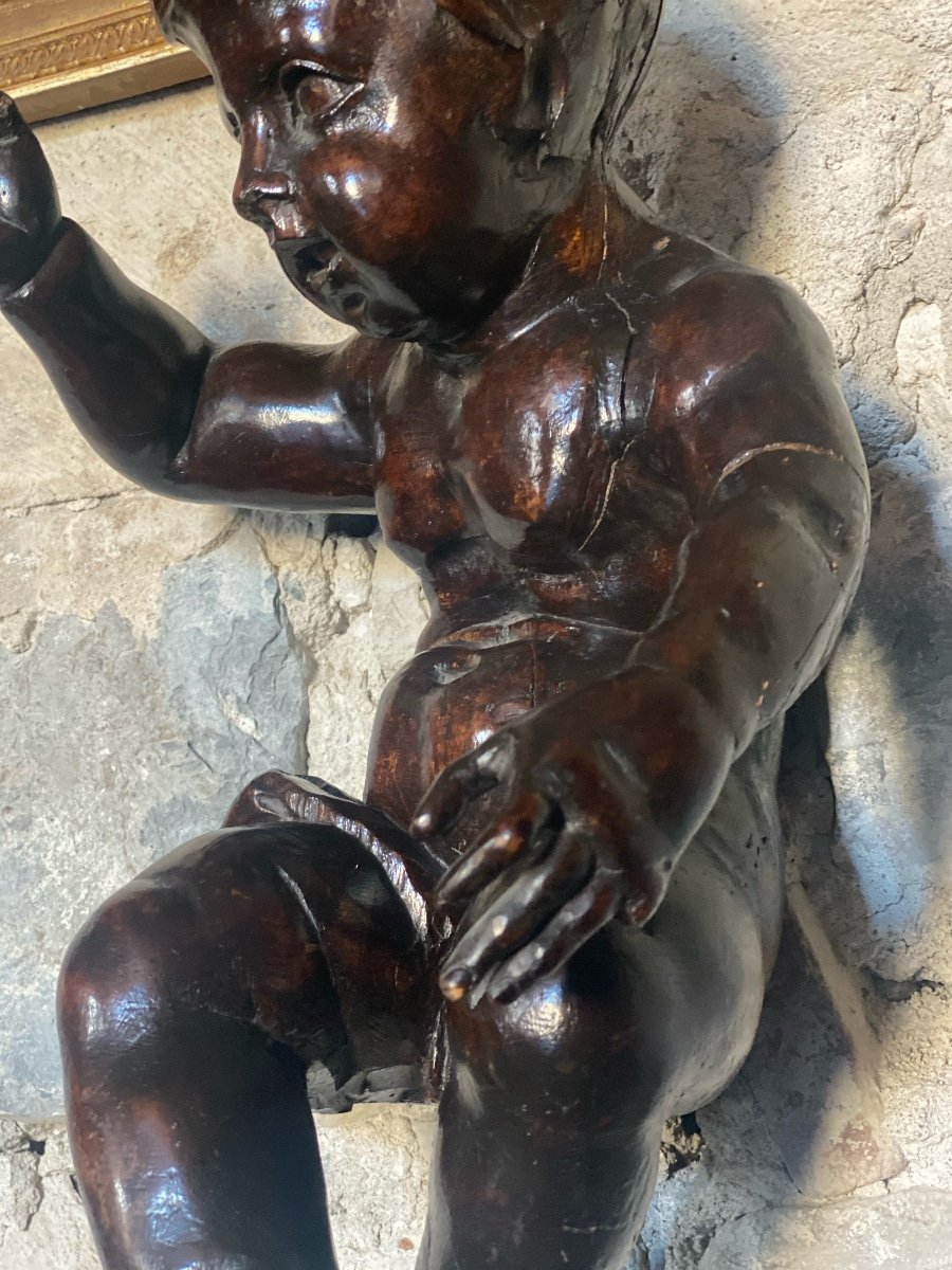 Sculpture   Bois    Putto   XVIII  ème     -photo-7