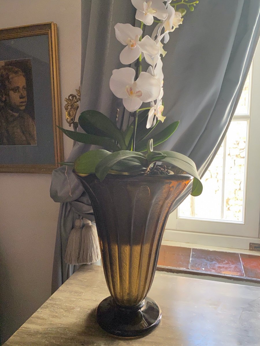 Large Engraved Vase Daum Nancy France With Cross Of Lorraine Art Deco Period-photo-1