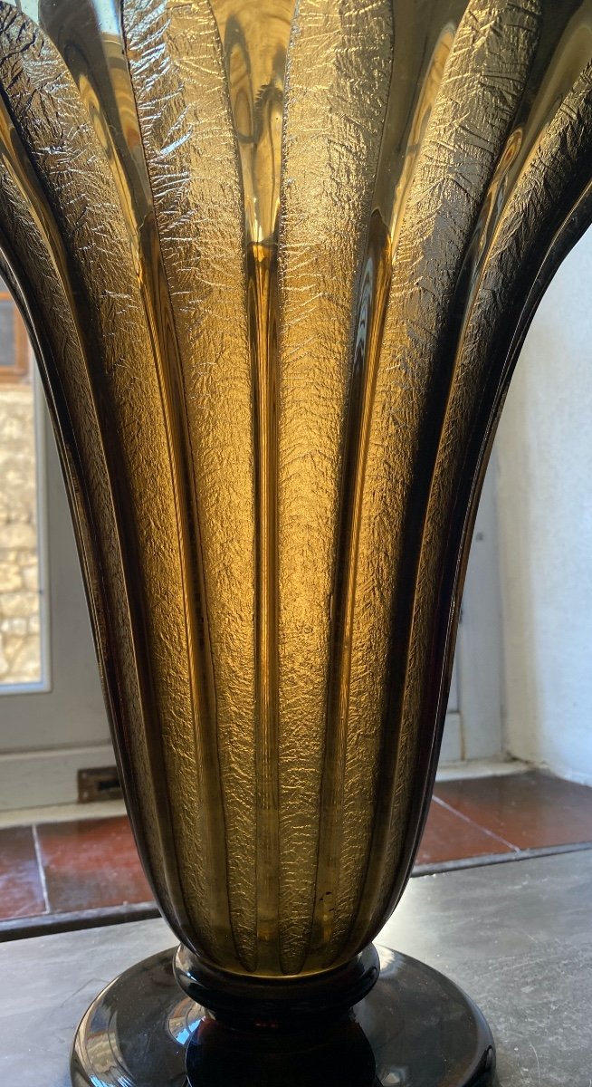 Large Engraved Vase Daum Nancy France With Cross Of Lorraine Art Deco Period-photo-4